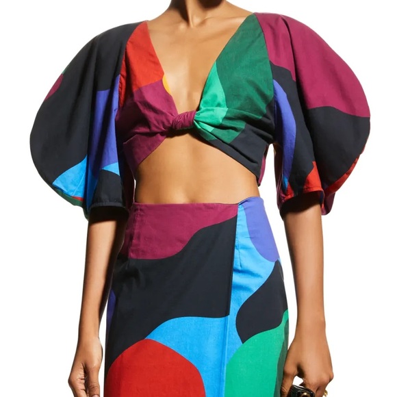 Mara Hoffman Tops - MARA HOFFMAN RAYA Tie Front Cropped Top Size 4 NWT